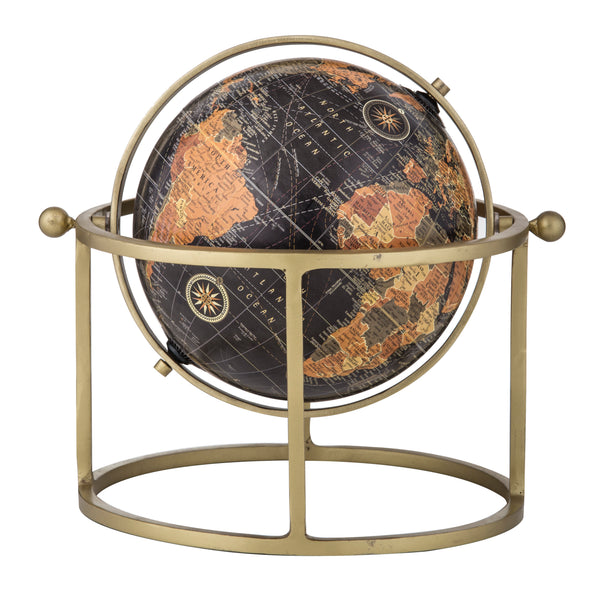 Black and Gold Globe Sculpture, 28cm