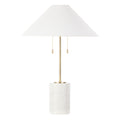 White and Brass Marble Table Lamp, Tall 63cm