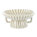 Small White and Black Striped Stoneware Dish