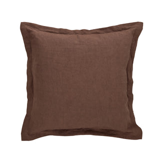 Chocolate Linen Cushion, Flanged Border 50cm
