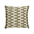 Green Embroidered Fringe Cushion, 50cm