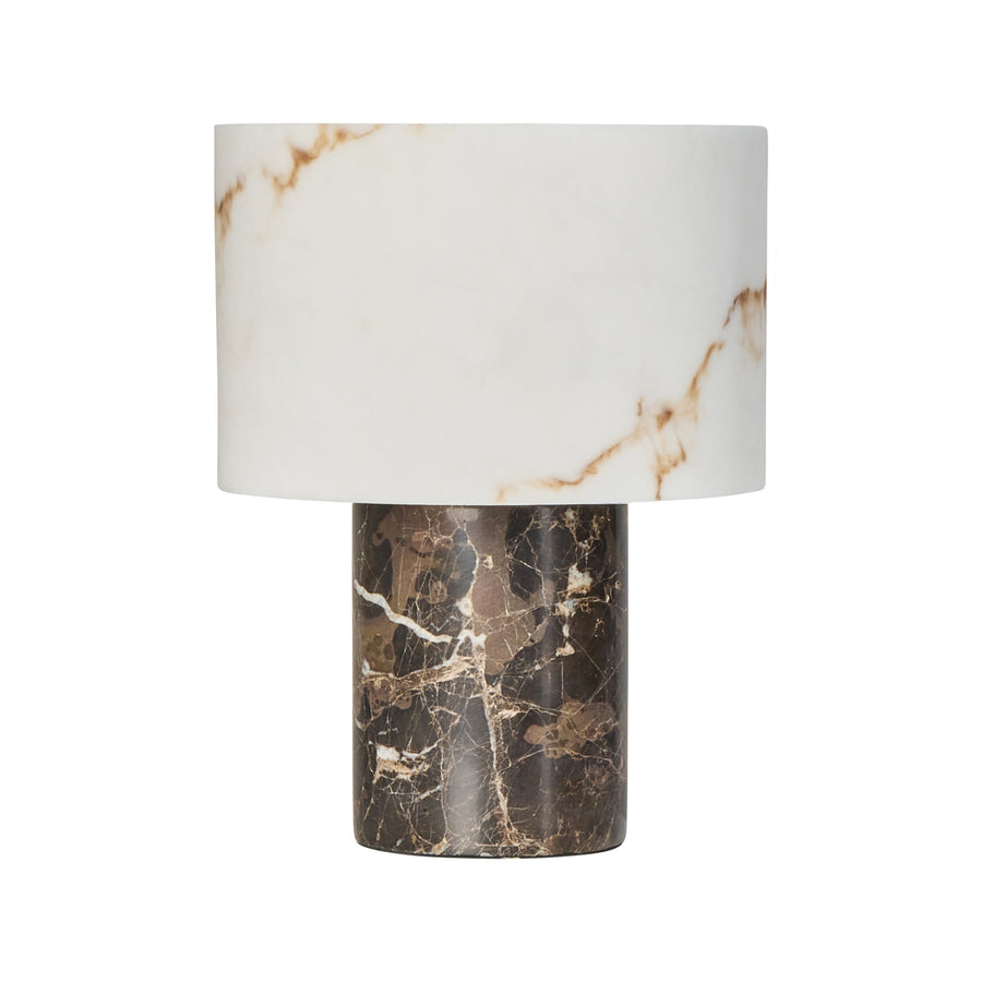 Brown and White Marble Table Lamp, Tall