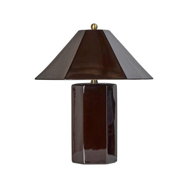 Brown Ceramic Table Lamp, Faceted