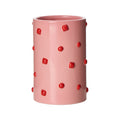 Pink and Red Stoneware Vase, Studded 16cm