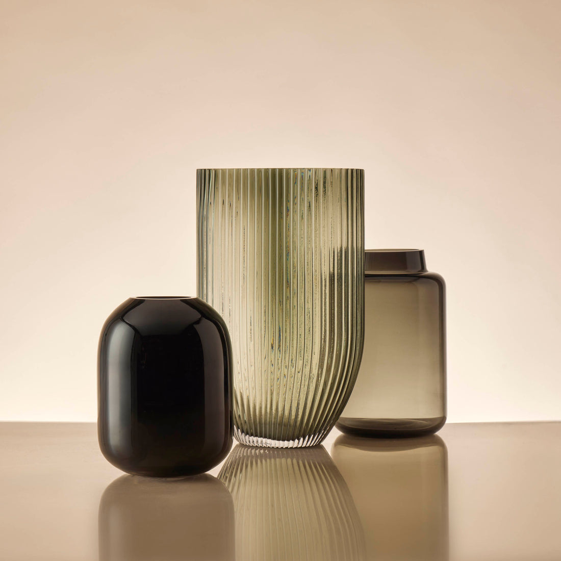 Dark Grey Hand Blown Glass Vase 21cm