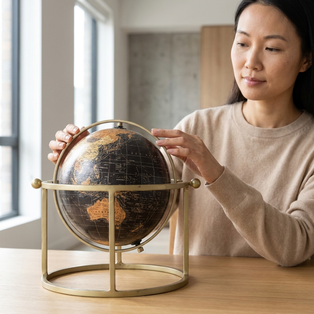 Black and Gold Globe Sculpture, 28cm