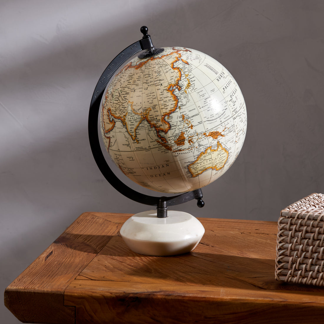 White Marble Globe Sculpture, 31cm