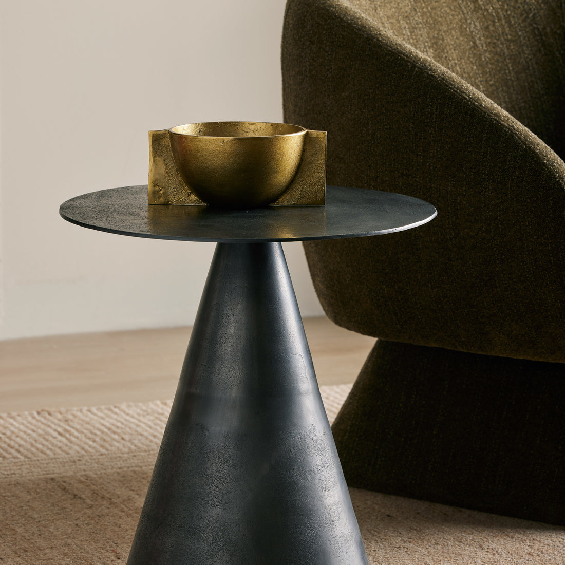 Gun Metal Aluminium Side Table 51cm