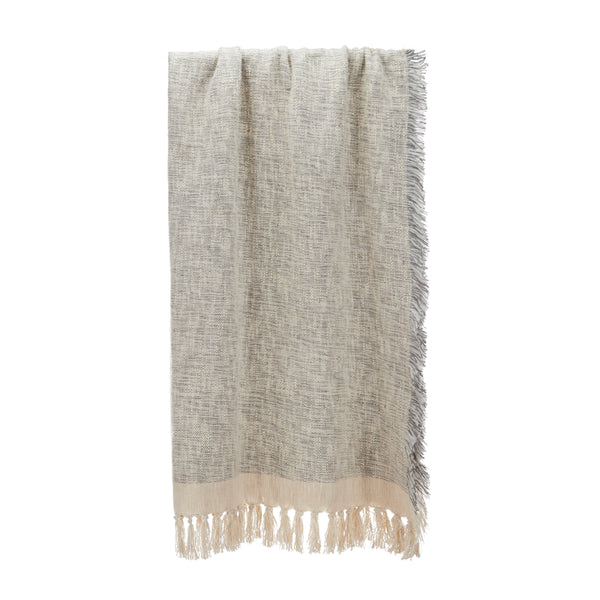 Grey Wool Blend Throw, 130x180cm
