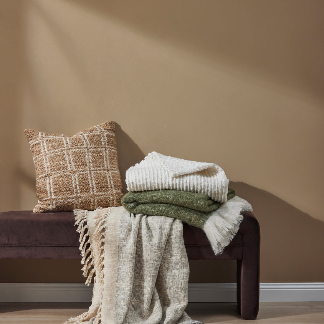 Grey Wool Blend Throw, 130x180cm