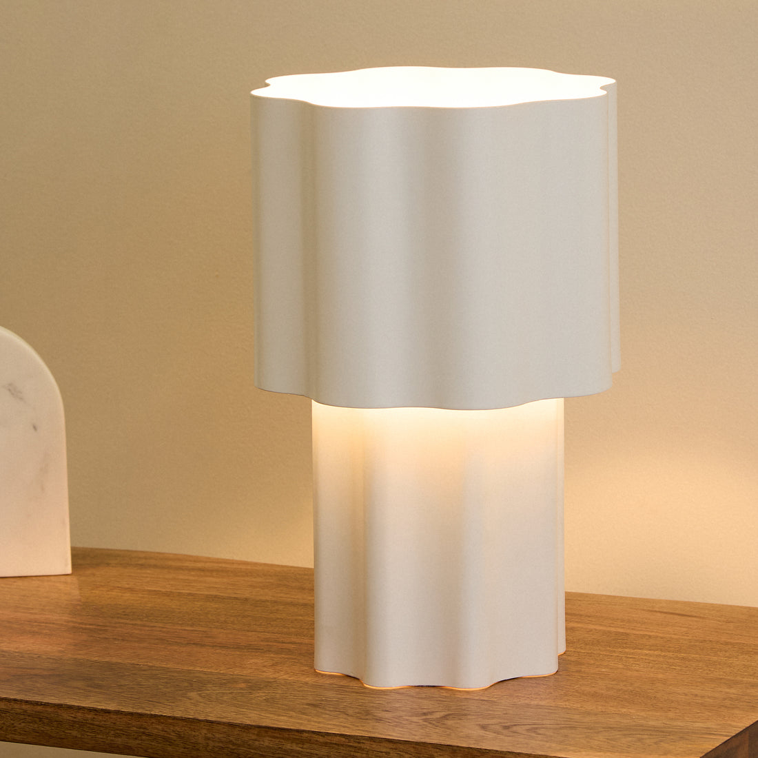 White Metal Table Lamp, Compact 36cm
