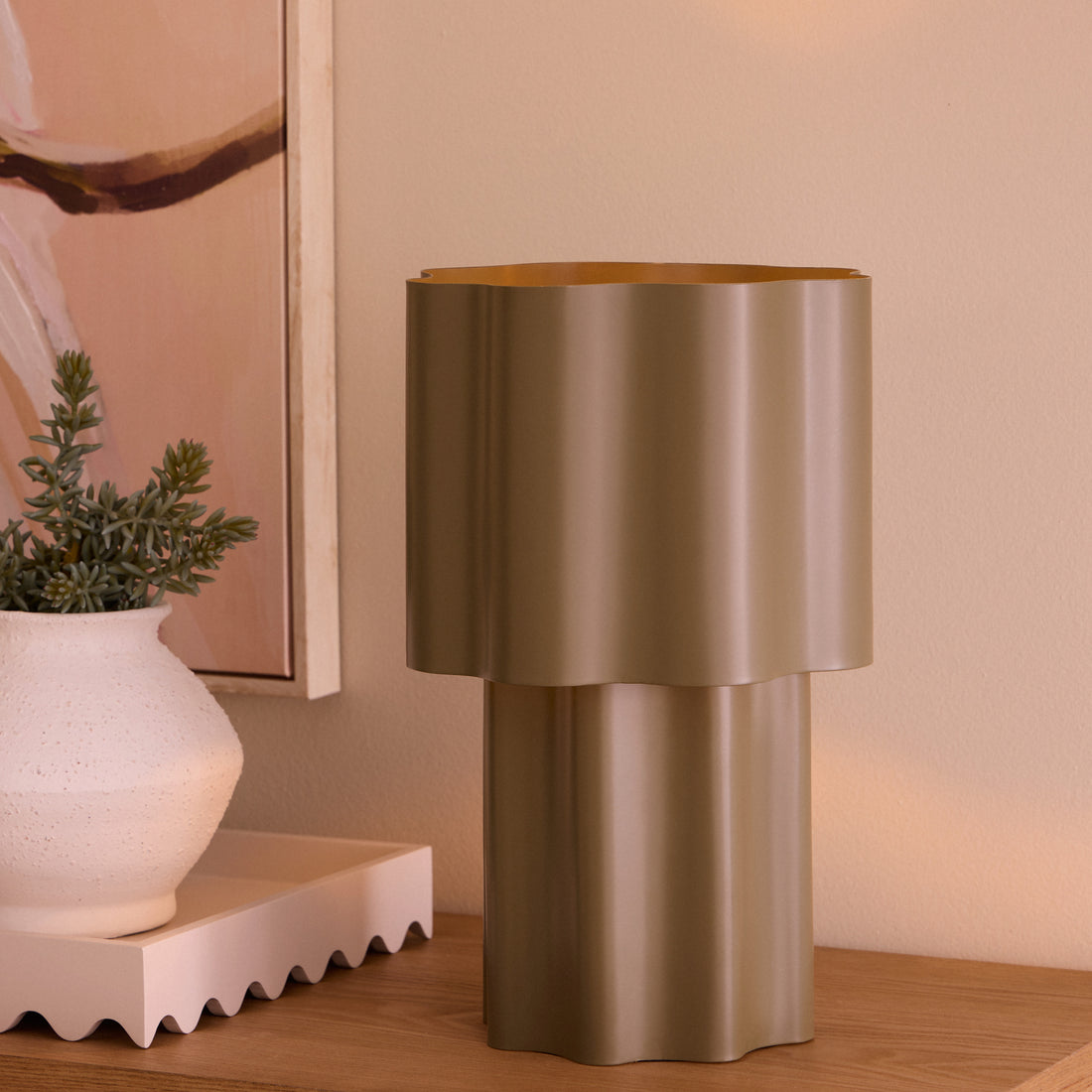 Green Iron Table Lamp, Compact 36cm
