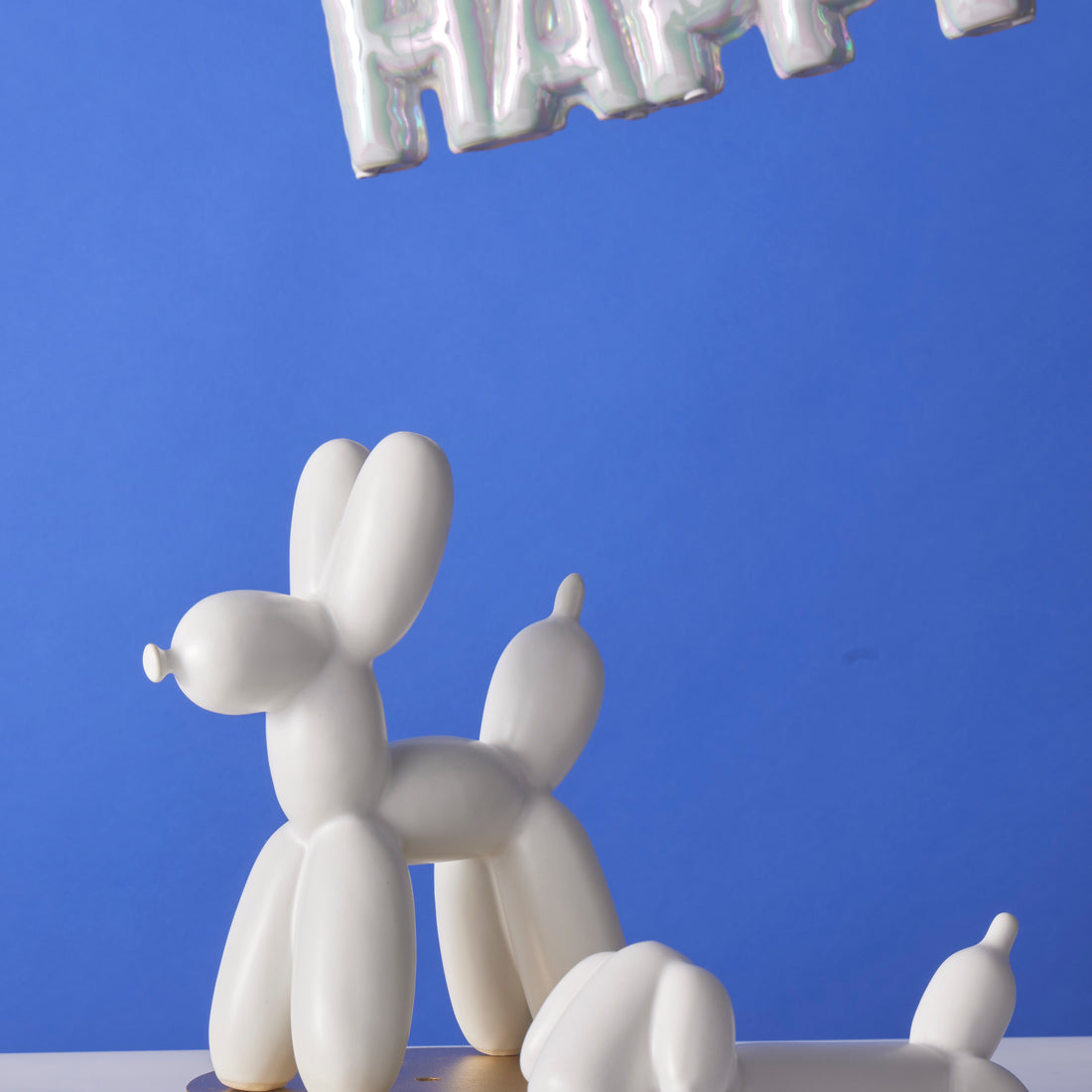 White Clay Balloon Dog Sculpture, 20cm