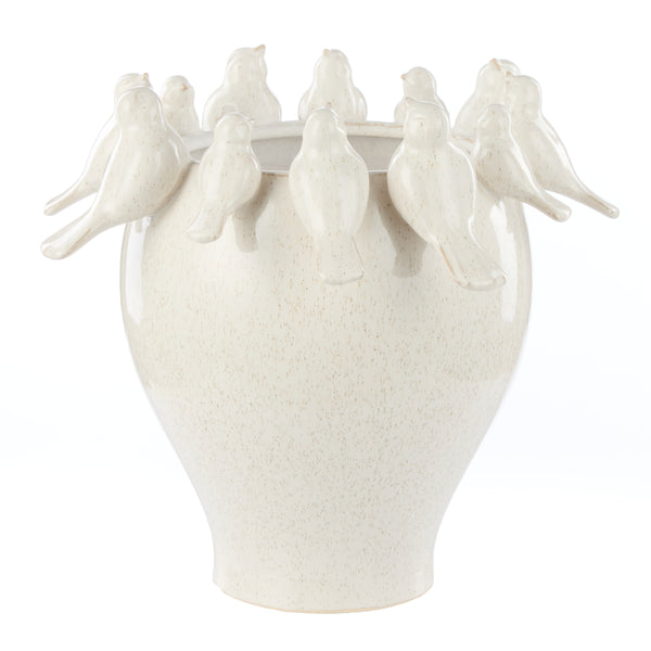 Off White Ceramic Bird Vase 33cm