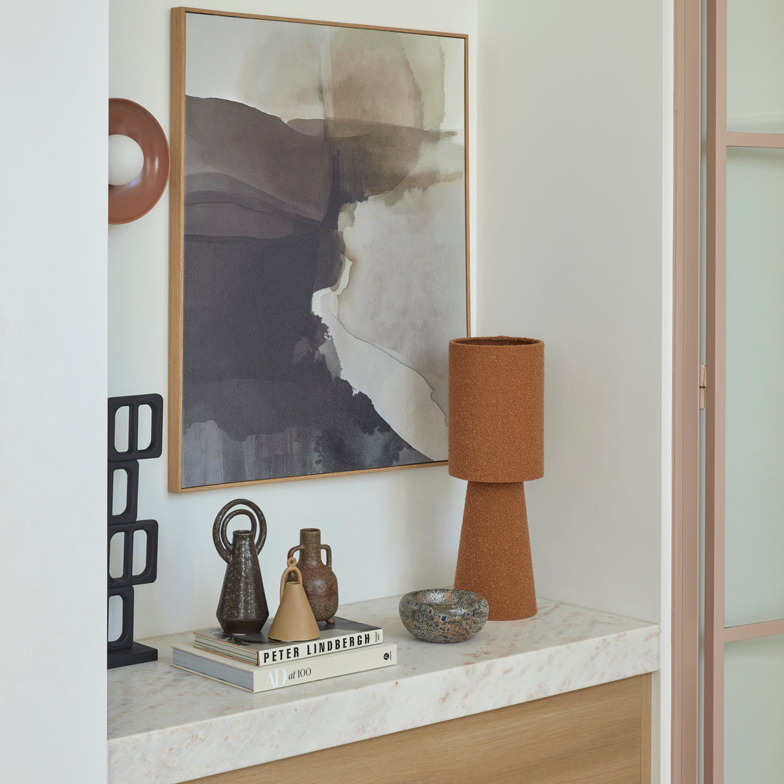 Rust Boucle Table Lamp, Tall 60cm