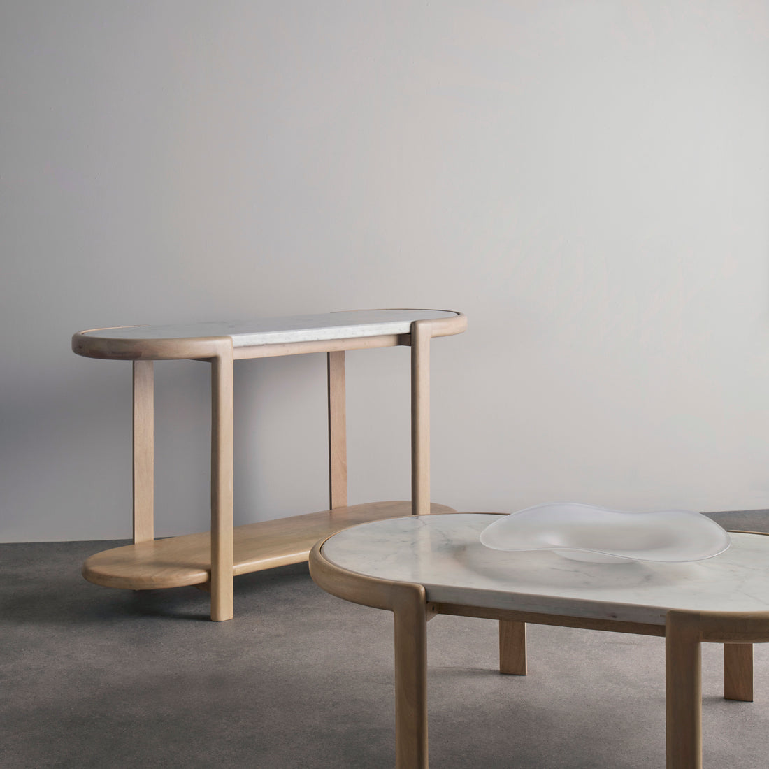 White Marble and Mango Wood Coffee Table 125cm