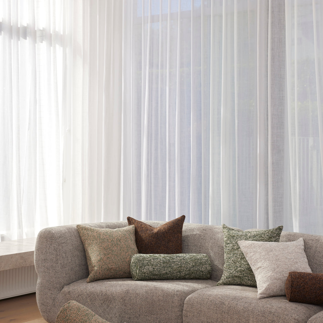 Brown Multi Boucle Cushion, 50cm