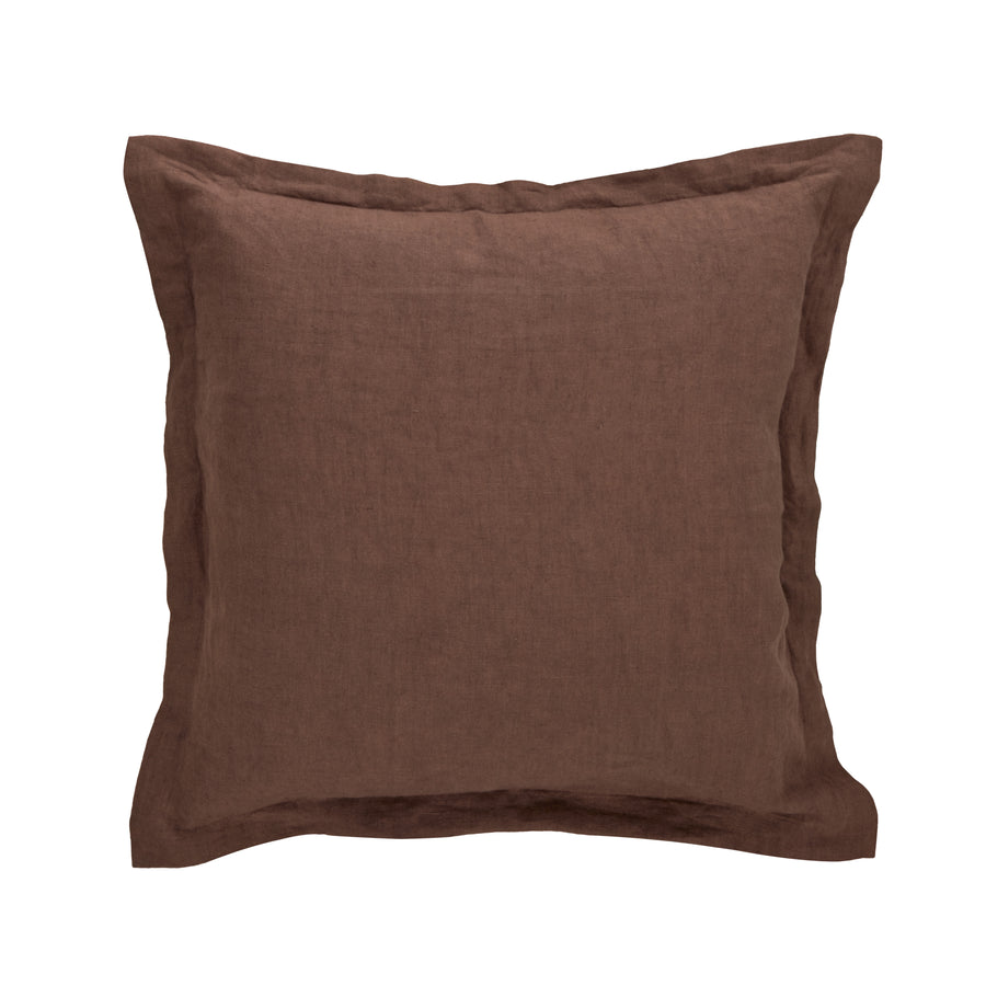 Chocolate Linen Cushion 50cm, Sofa Cushion with Insert