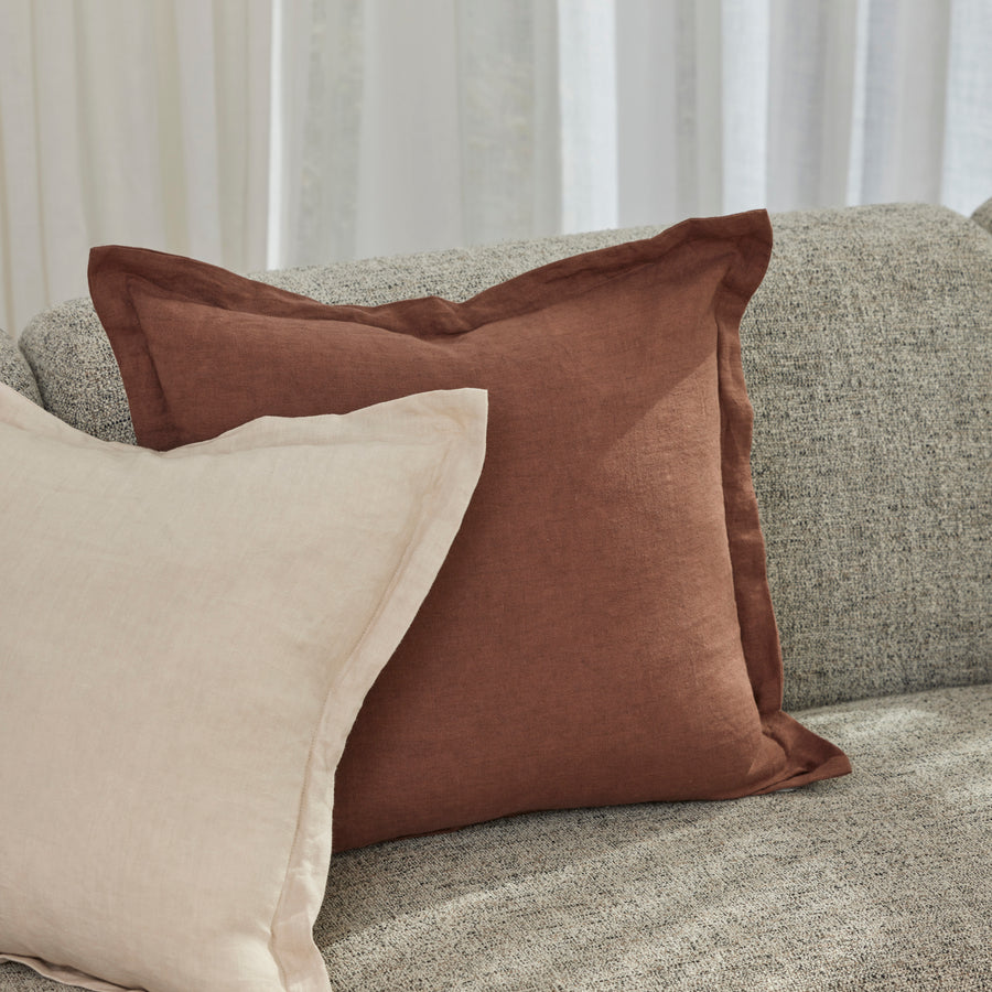 Chocolate Linen Cushion 50cm, Sofa Cushion with Insert