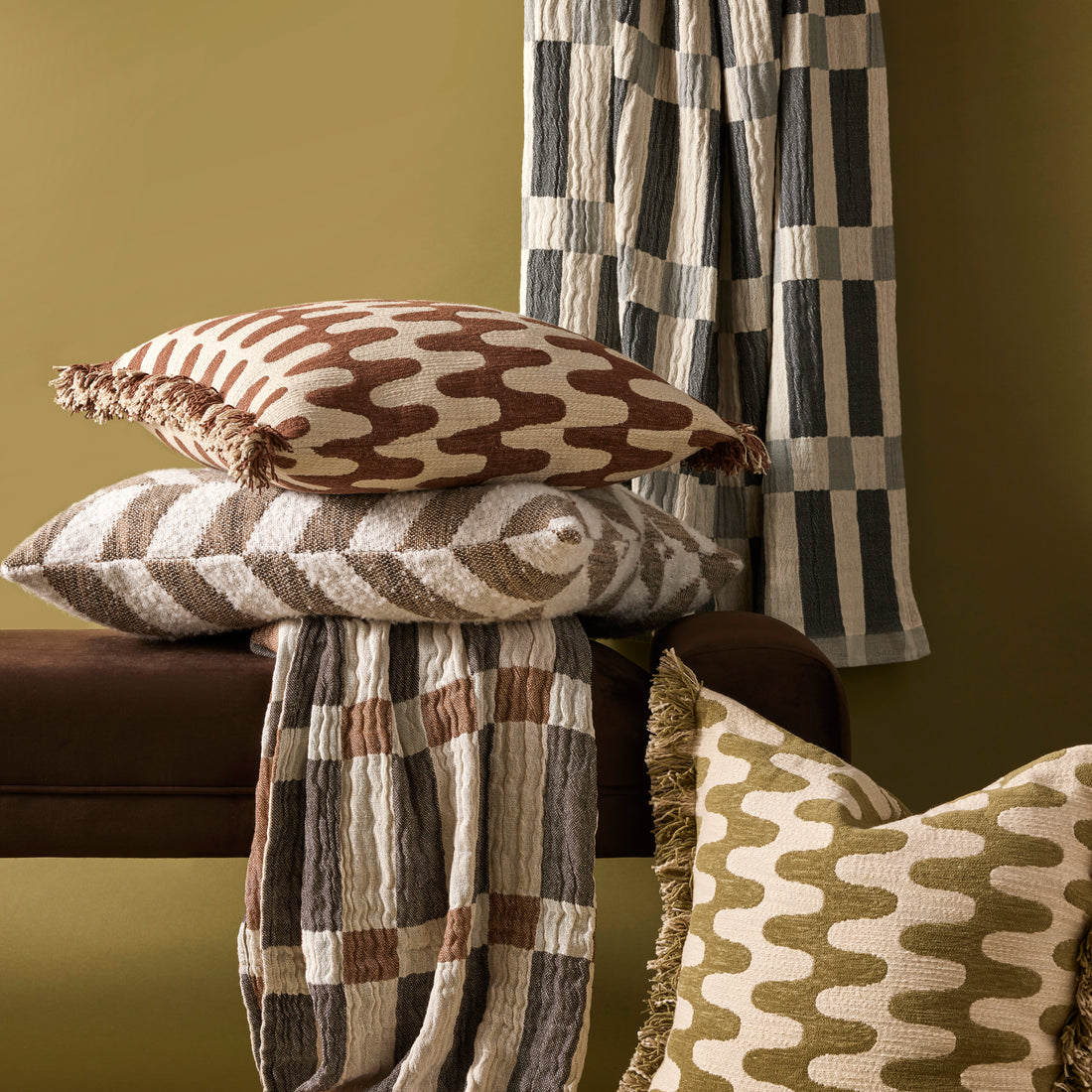 Chocolate Embroidered Fringe Cushion, 50cm