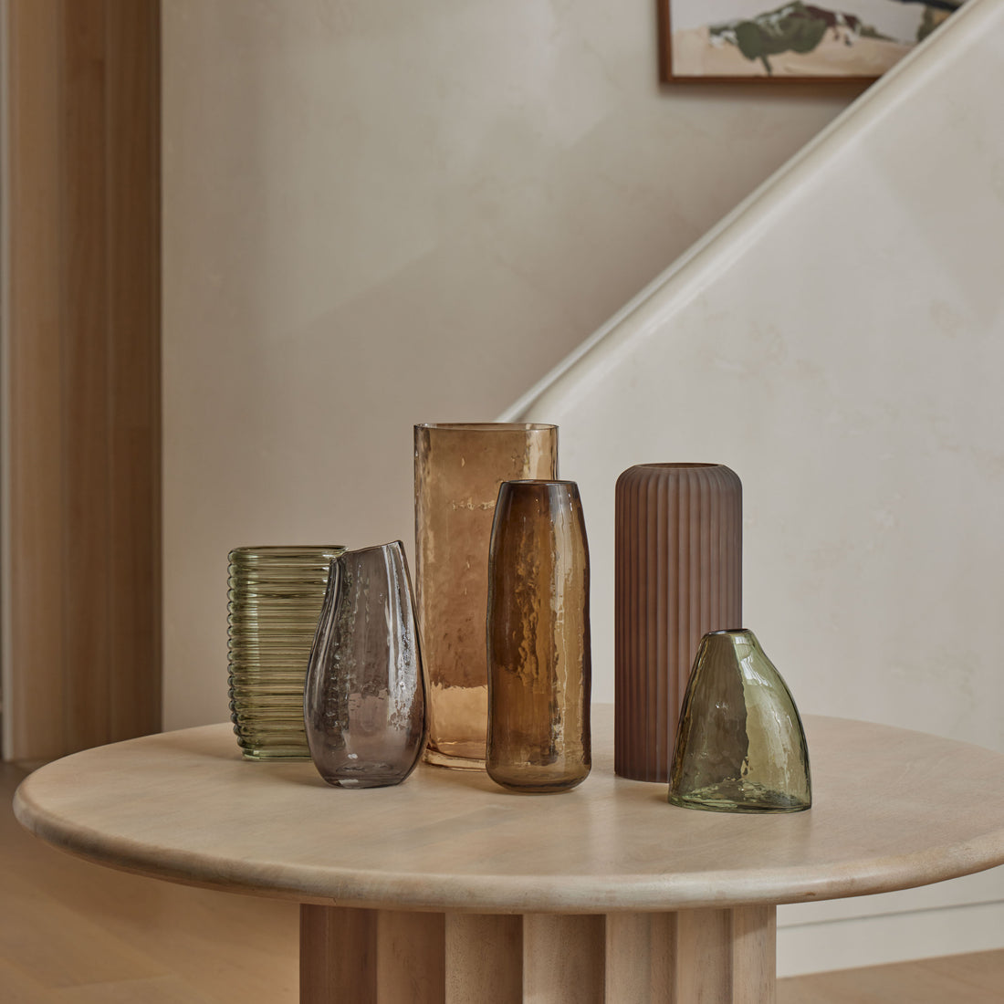 Smoke Grey Glass Vase, Tall 29cm