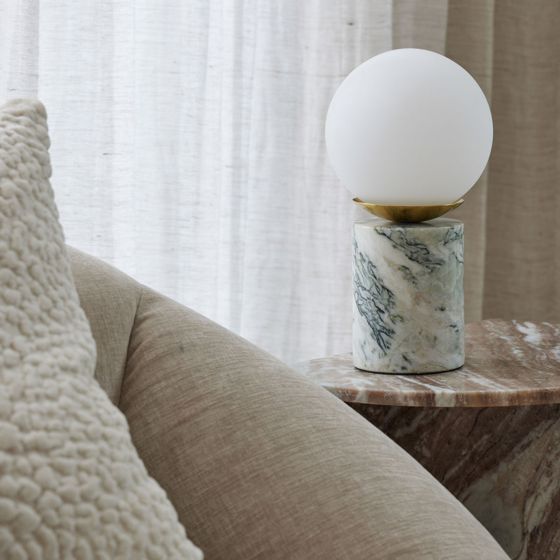 Green and White Marble Table Lamp, Small
