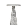 White and Grey Marble Side Table 55cm Tall