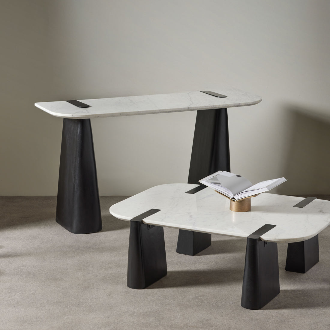 Black and White Marble Top Coffee Table 100cm