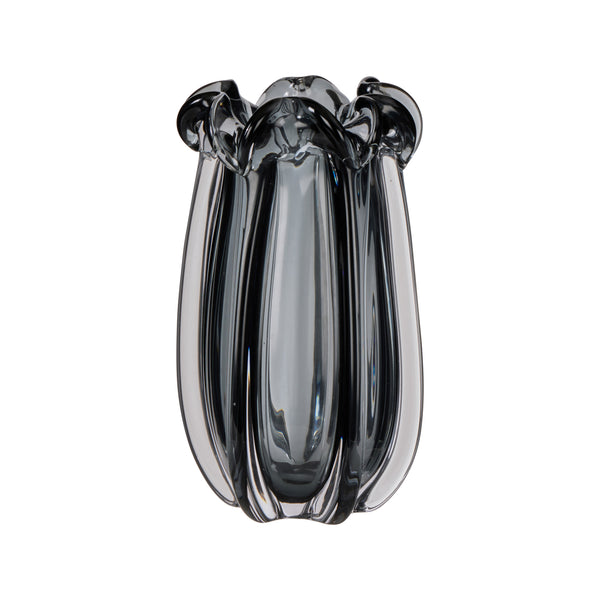 Grey Wavy Glass Vase 28cm