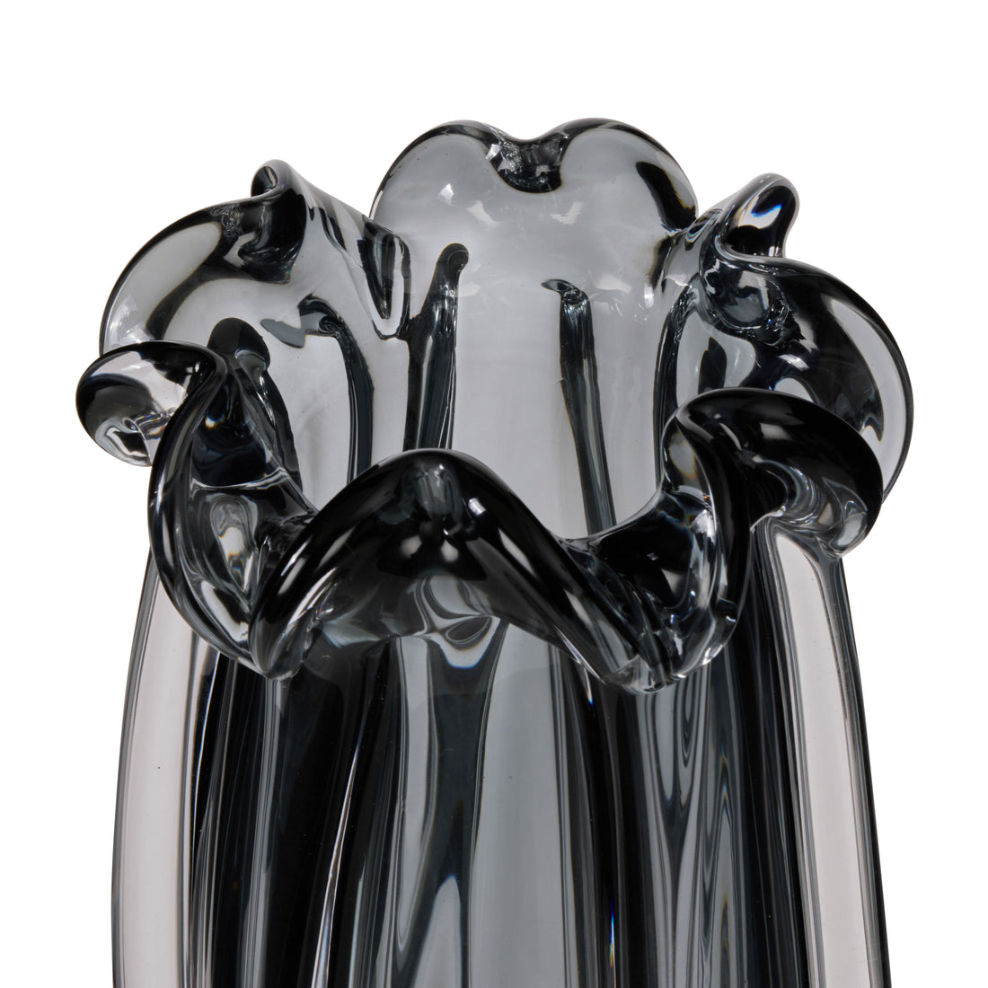 Grey Wavy Glass Vase 28cm