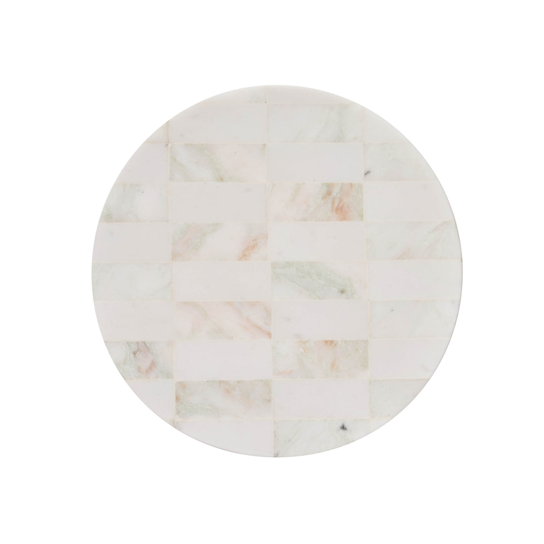White and Green Marble Check Tray 30cm