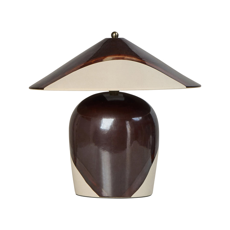 Brown and Natural Ceramic Table Lamp, 30cm, Bedside