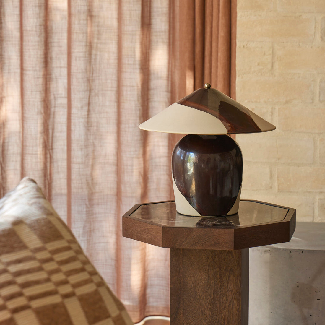 Brown and Natural Ceramic Table Lamp