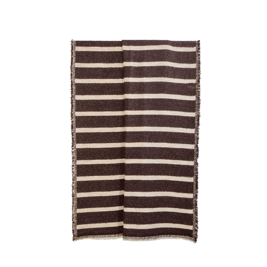 Brown and Natural Striped Throw, 130x180cm