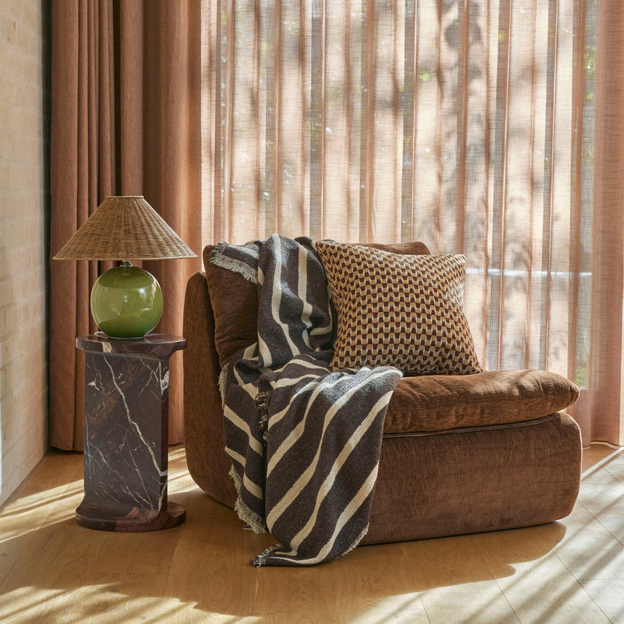 Brown and Natural Striped Throw, 130x180cm