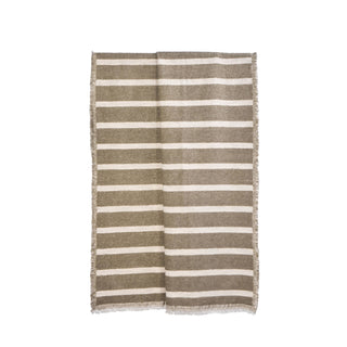 Natural Striped Fringe Throw, 130x180cm