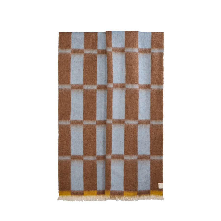 Blue and Brown Geometric Throw 130x180cm, Throw Blanket